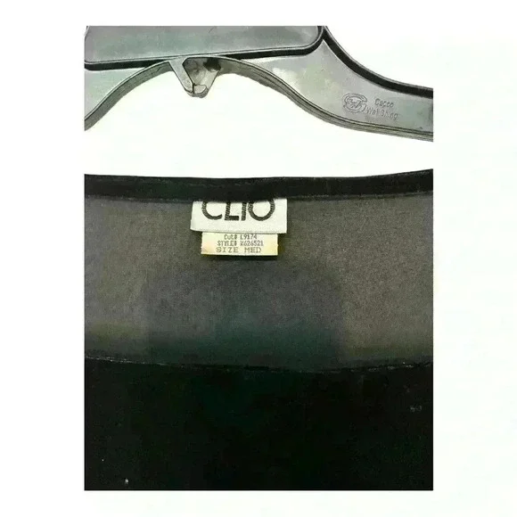 Vintage Clio Black Velvet Beaded Fringe Top, M - Picture 2 of 5